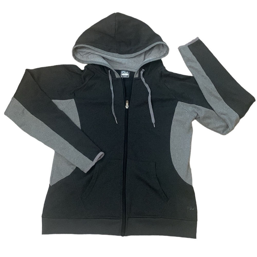 Fila Full Zip Black and Gray Sweat Jacket Hoodie Size‎ M